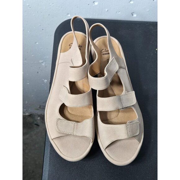 Clarks Soft Cushion Womens Reedly Juno Wedge Sandal Size 10W Neutral Summer - Picture 4 of 10